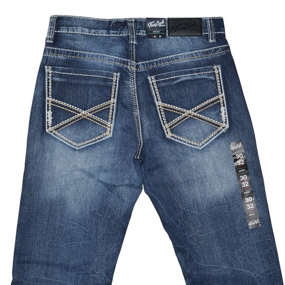True Luck Men's Bootcut Jeans Size 30x32 Thick Stitched Pockets Dark Wash BKE - Picture 7 of 9